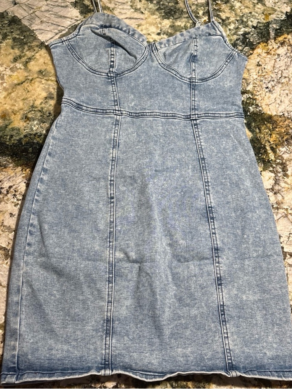 Guess  Light Wash Denim Bodycon Dress with Spaghetti Straps(never worn)